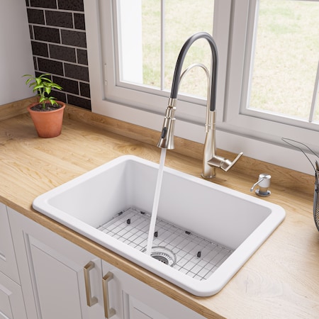 Alfi Brand White 27" x 18" Fireclay Undermount / Drop In Firelcay Kitchen Sink ABF2718UD-W